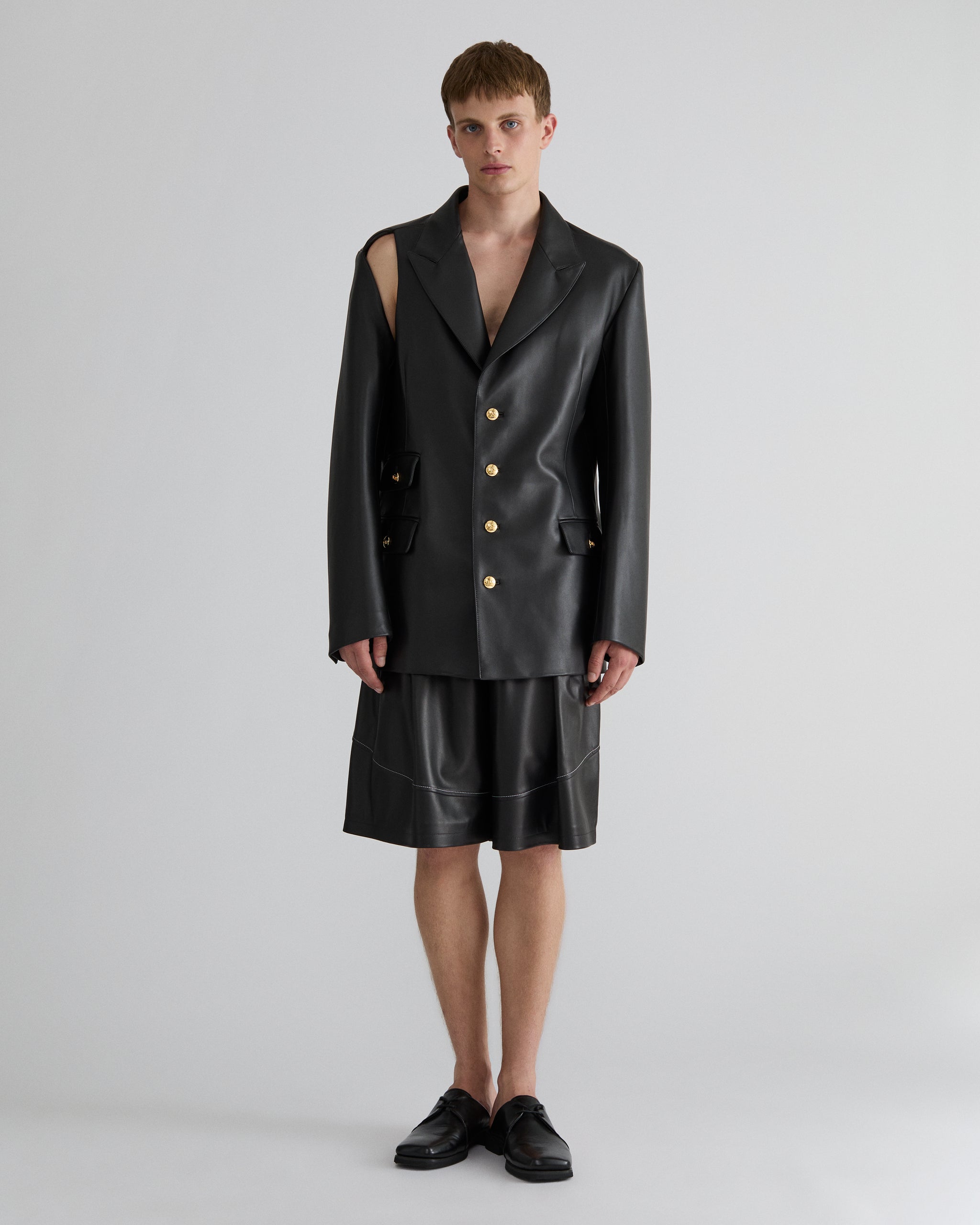 Black Sheepskin Leather Asymmetric Jacket – ZONA20