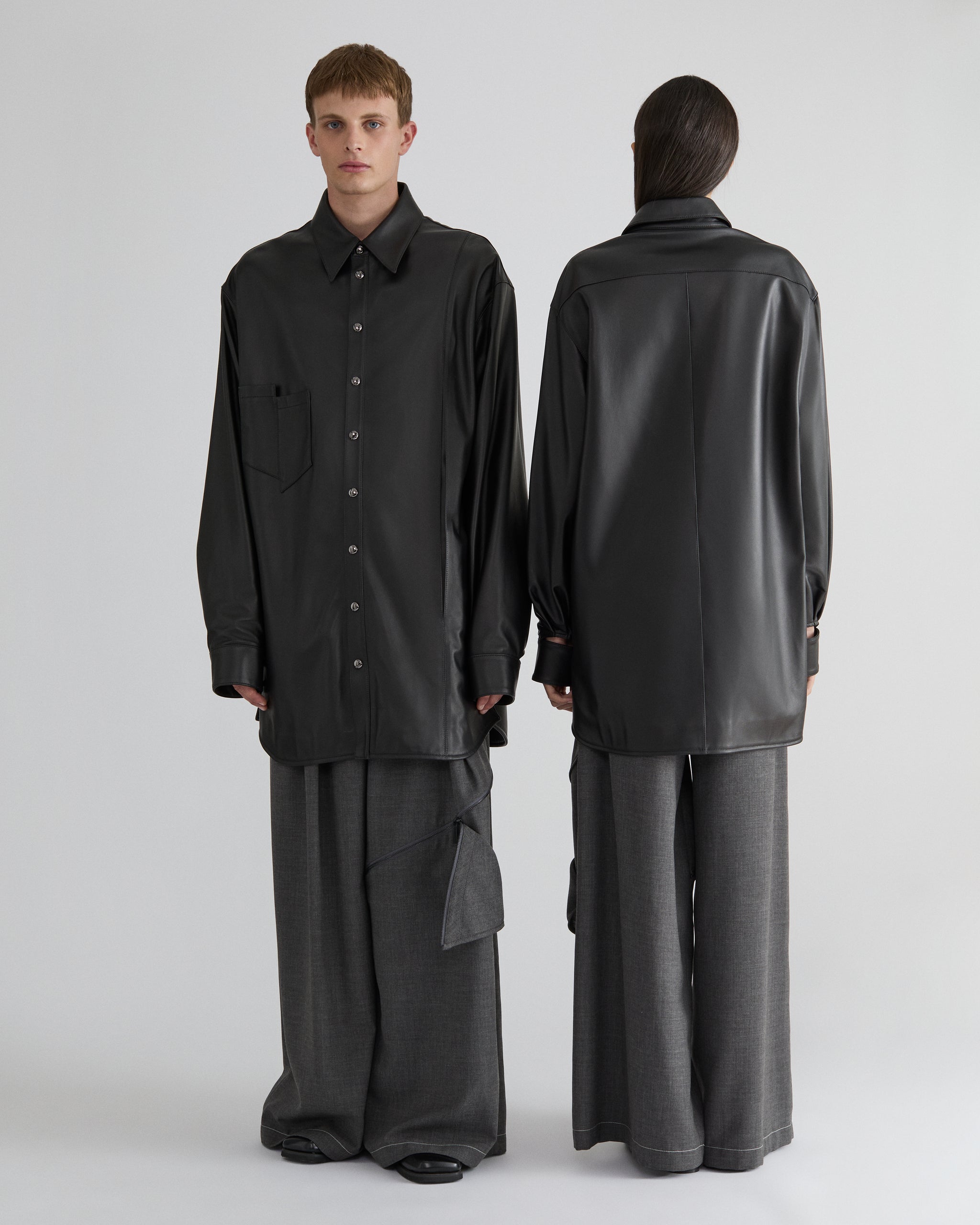 Black Oversized Sheepskin Leather Shirt – ZONA20